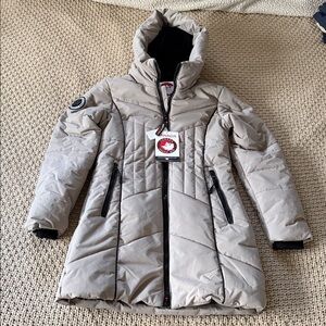 Women's Light Gray Hooded Puffer Coat